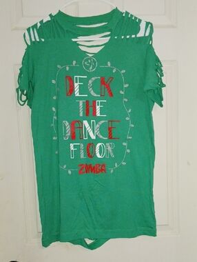 Zumba Green "Deck The Dance Floor" Cutout Tee
